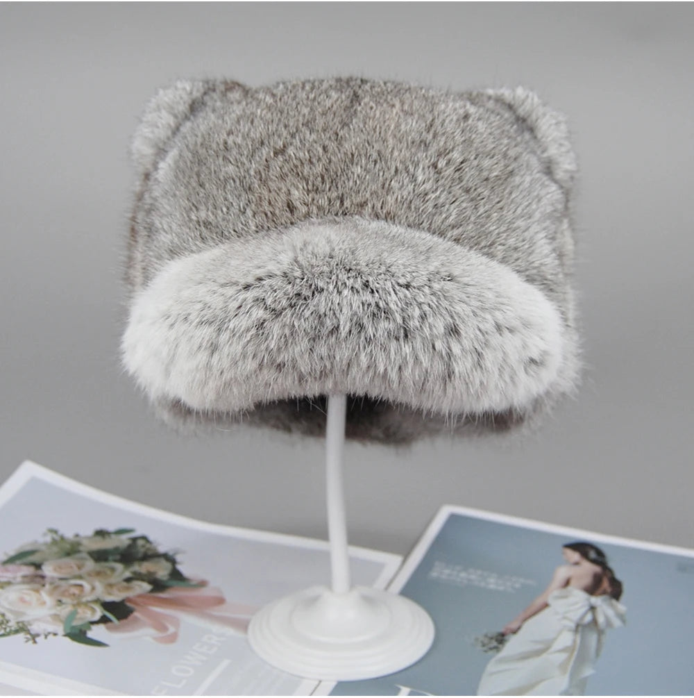 Luxury Real Fur Hat Cat Ears