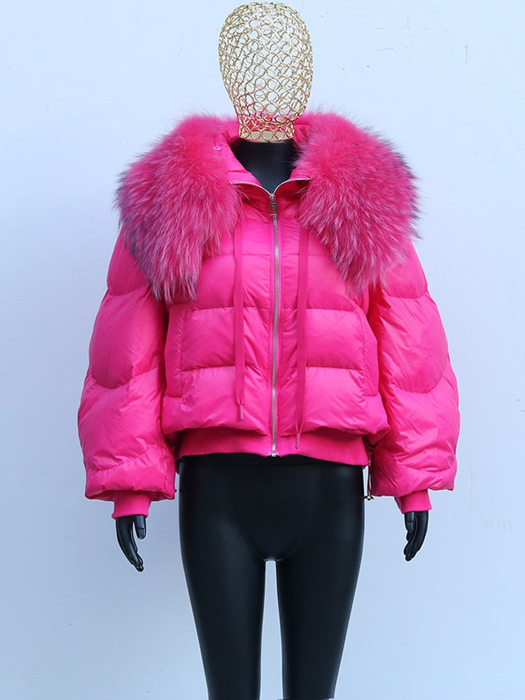 Real Fur Loose Duck Down Puffer Coats