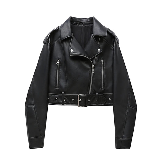 Cropped Moto PU Leather Jackets