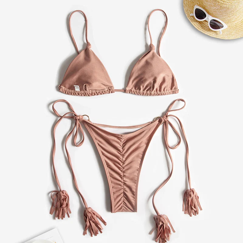 String Belly Brazilian Thong Bikini Sets