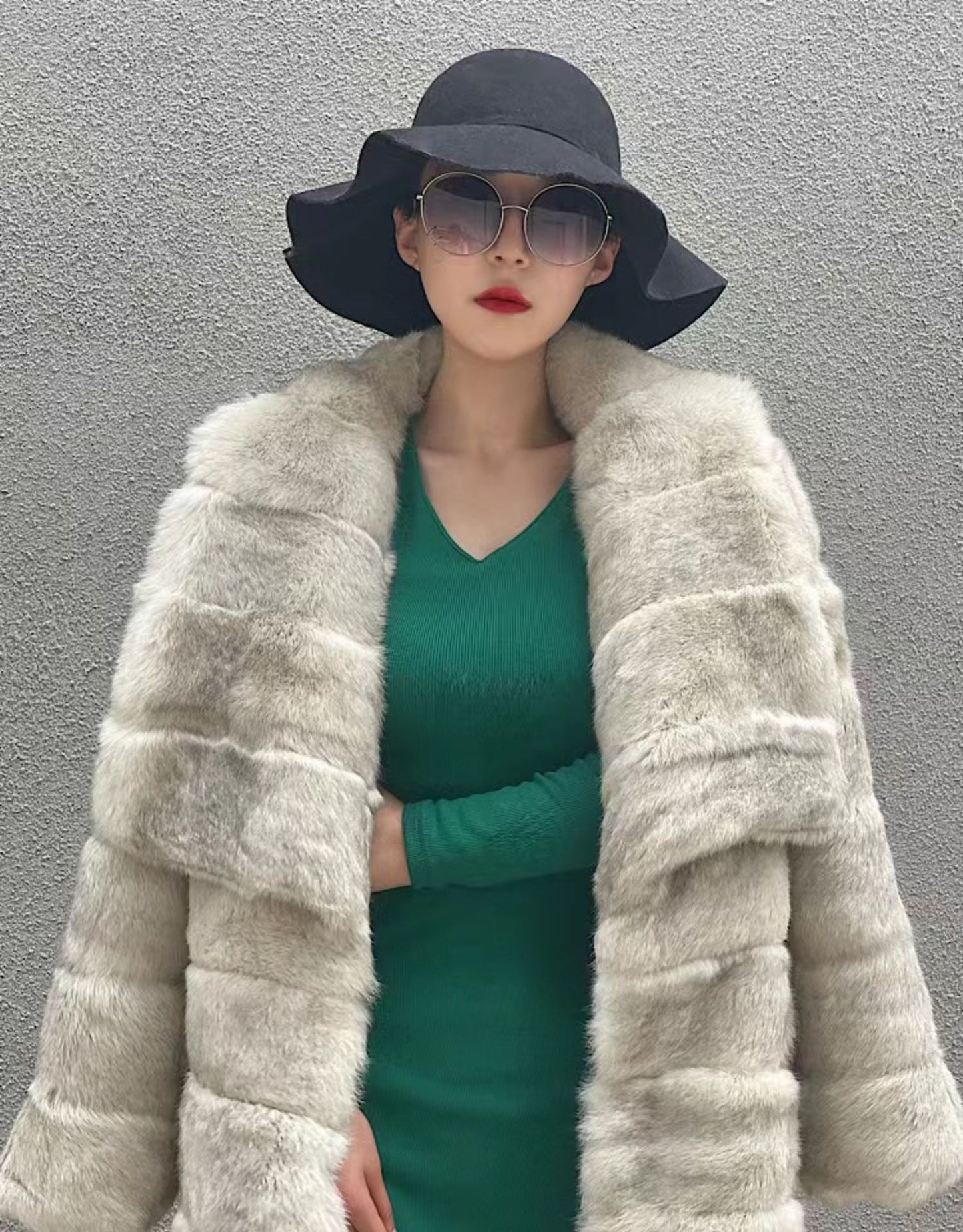 Real Fur Coats X-Long Big Collar Fold