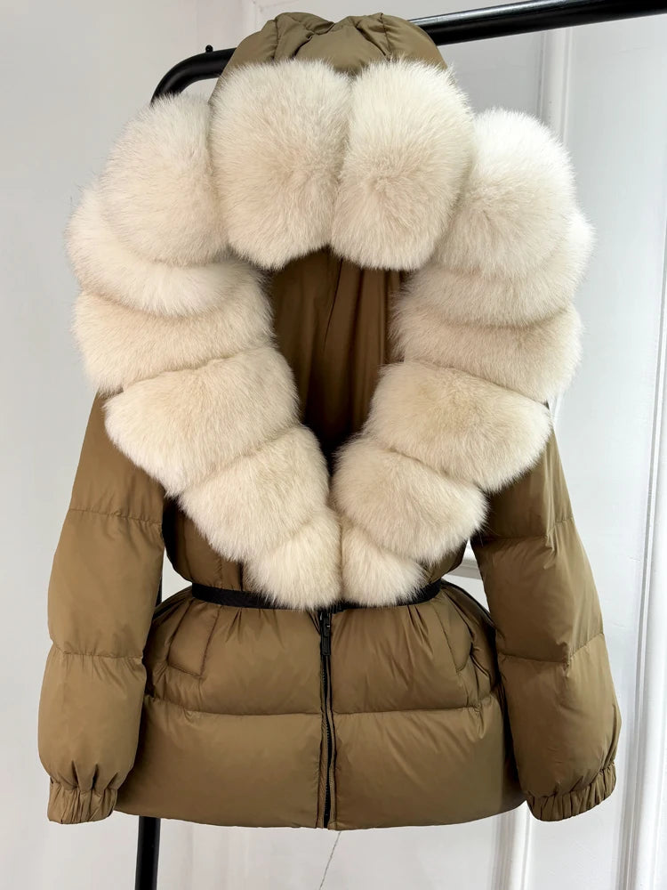 Real Fur Hooded Parkas Duck Down Puffer Jackets