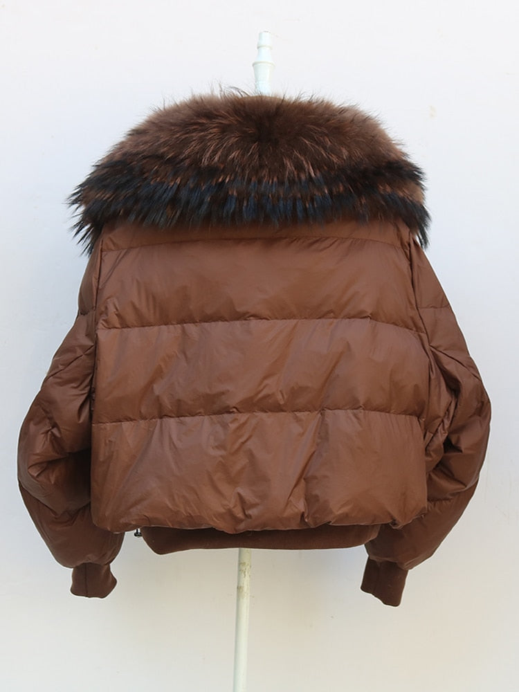 Real Fur Loose Duck Down Puffer Coats