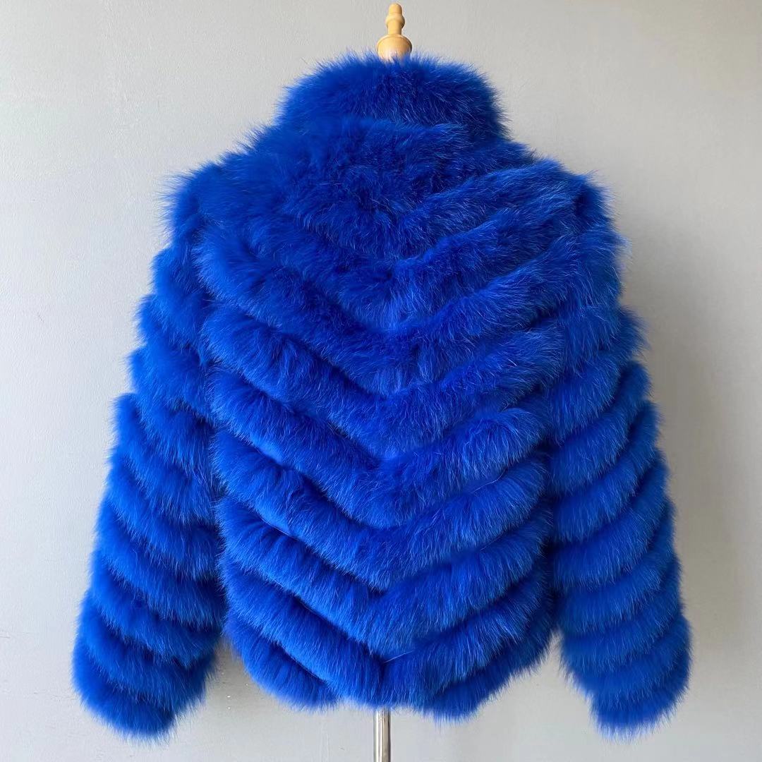 Reversible Knitted Real Fur Coats Silk Liner