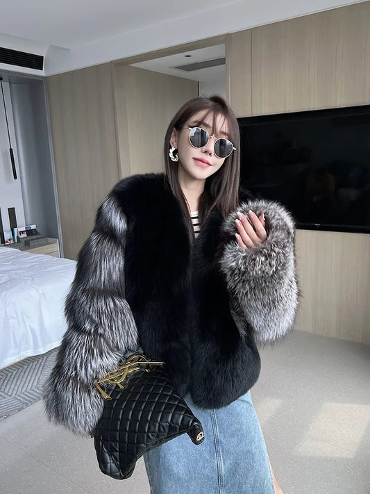 Silver Sleeve Real Fur Coats