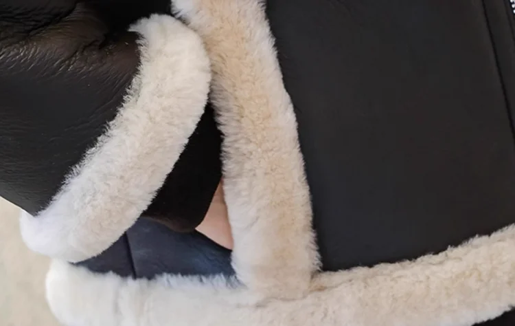 Genuine Leather Coats Hooded Real Shearling Fur