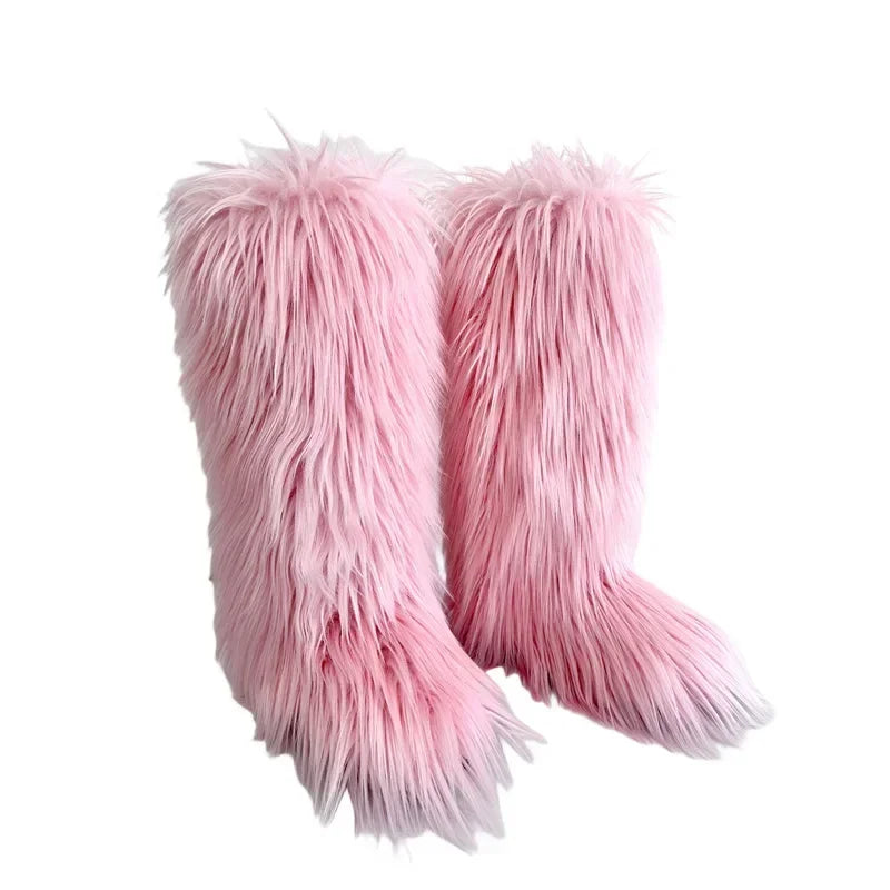 Faux Fur Knee High Snow Boots