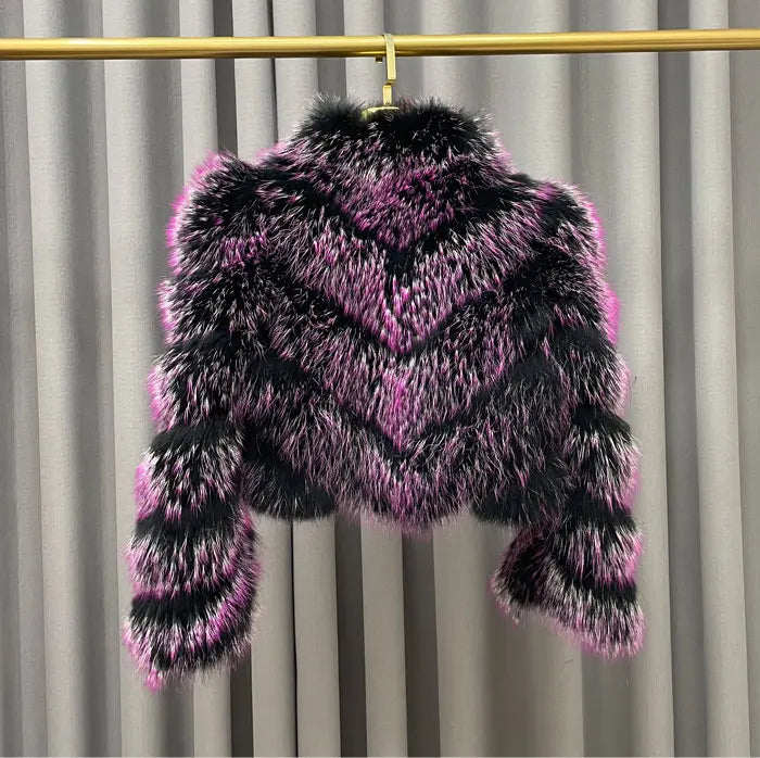 Pattern Dyed Real Fur Coats