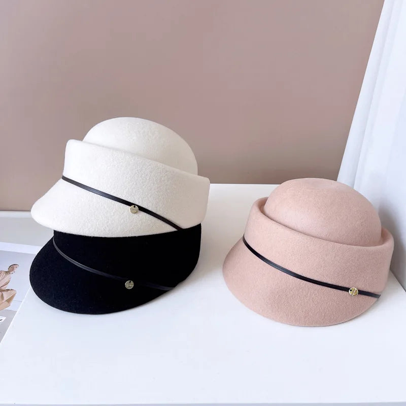 Elegant Dome Wool Equestrian Hat Vintage Style