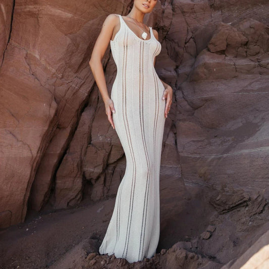 Knitted Hollow Backless Long Dresses
