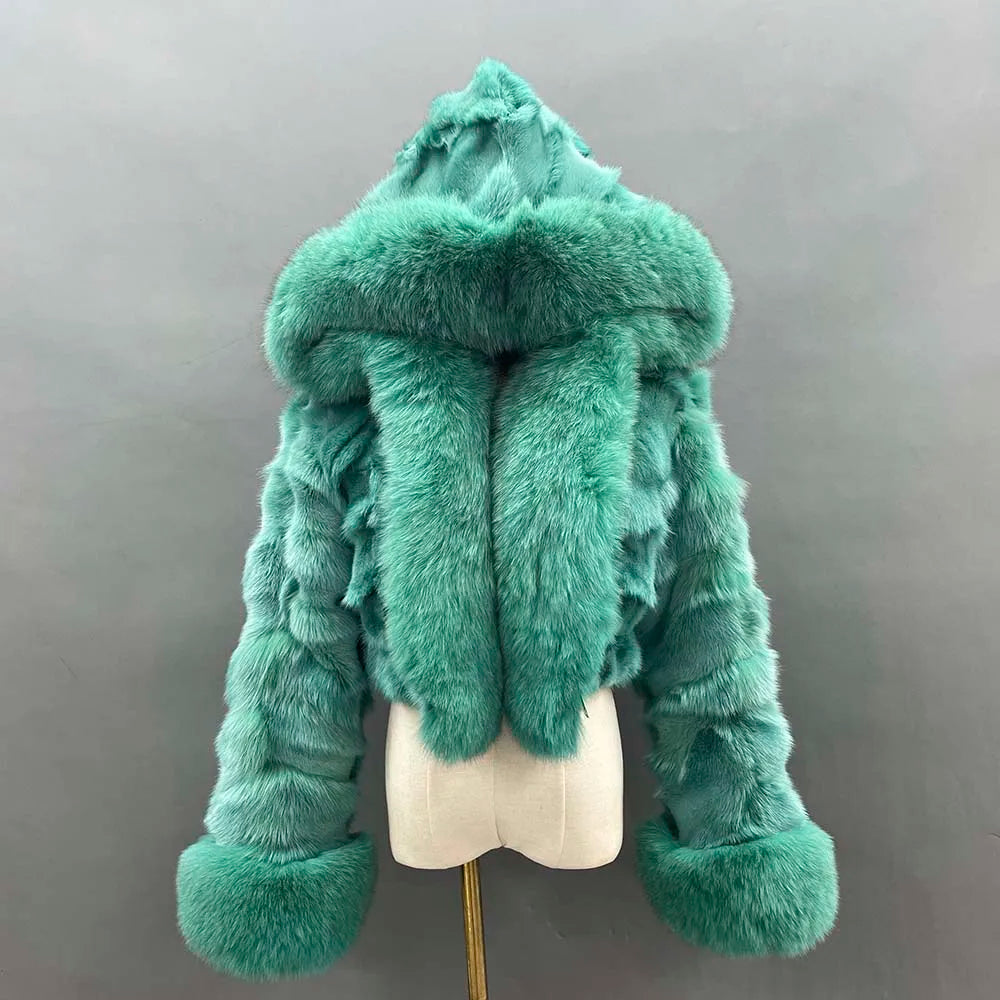 Hooded Short Real Fur Coats