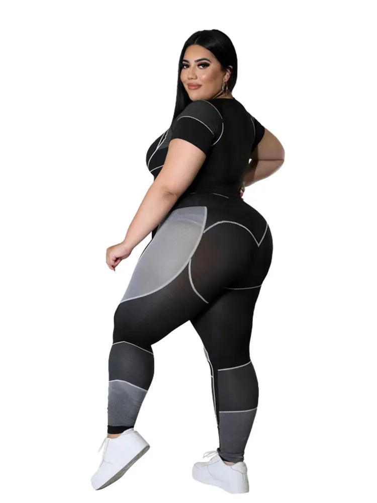 Printed Top and Pants Tracksuit Plus Size