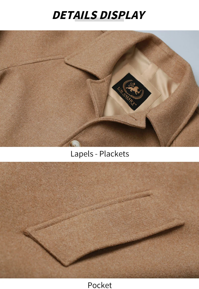 X-Long Wool Trench Coats Inner Detachable Down Vest