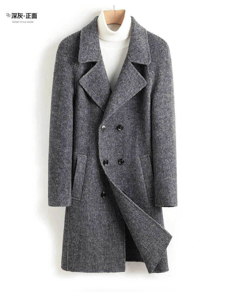 British Double-breasted Long Woolen Coats