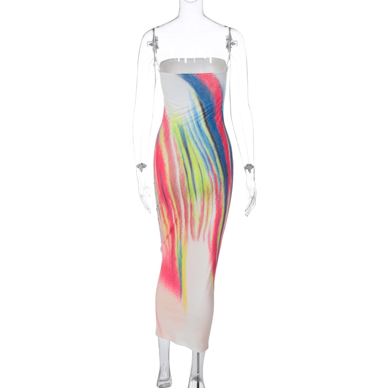 Color Blend Tube Long Dress