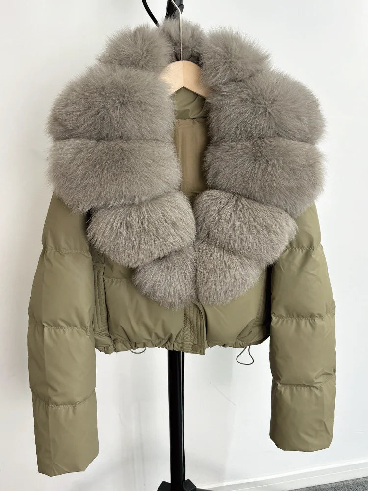 Real Fur Parkas Duck Down Short Puffer Jackets