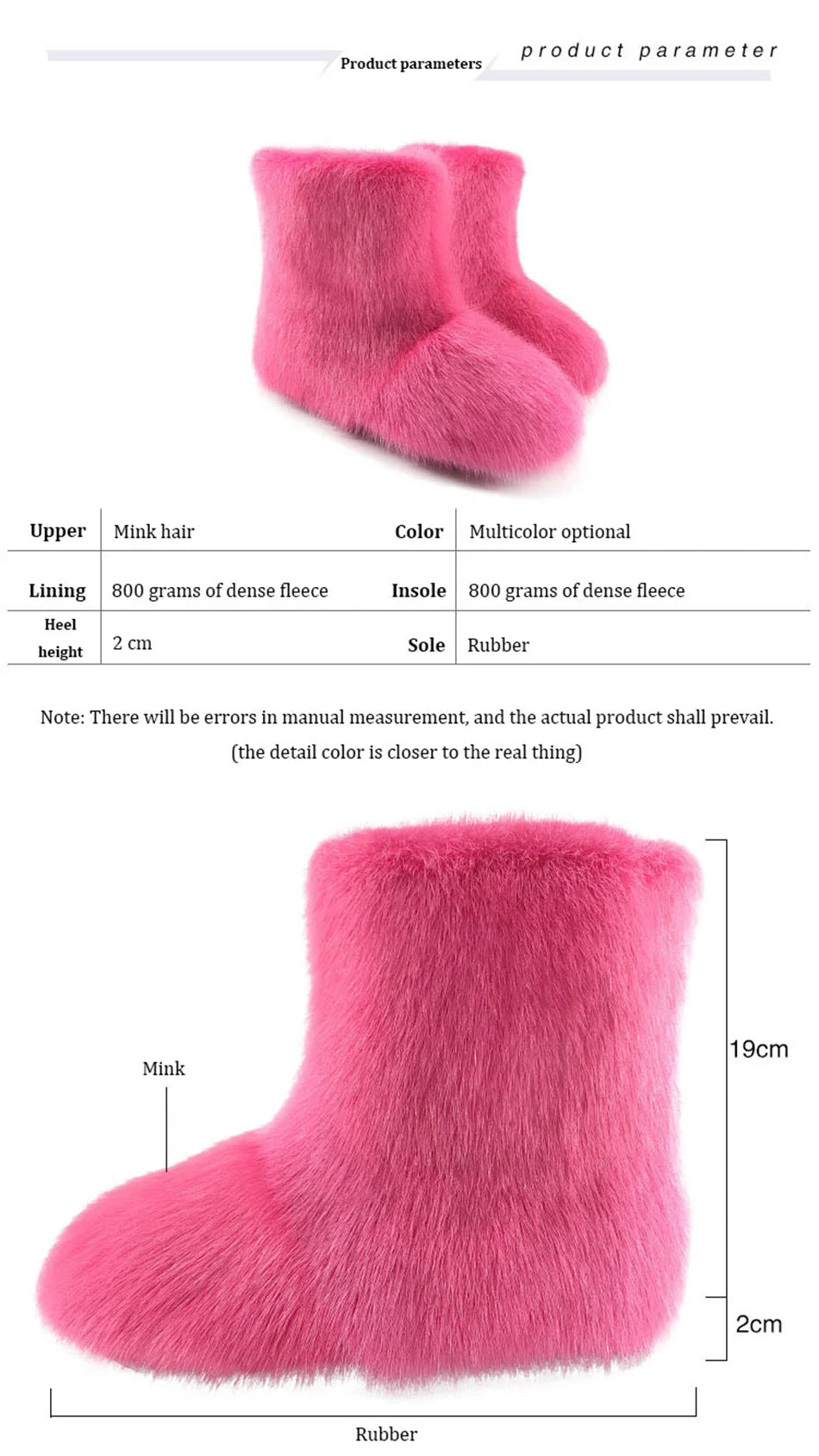 Real Mink Fur Boots Snow Boots