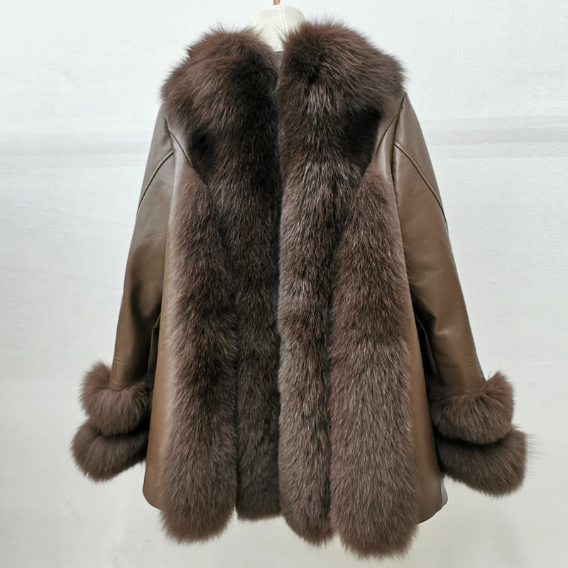 Genuine Leather Coats Real Fur Pattern