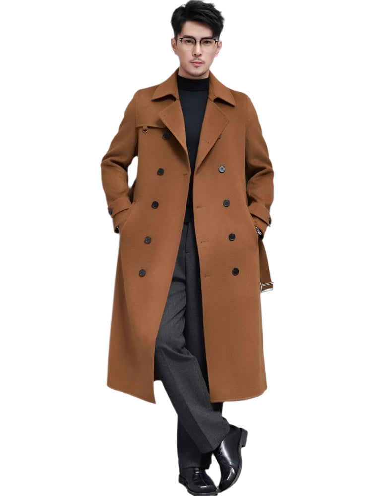 Double Faced Wool Blends Long Trench Coats