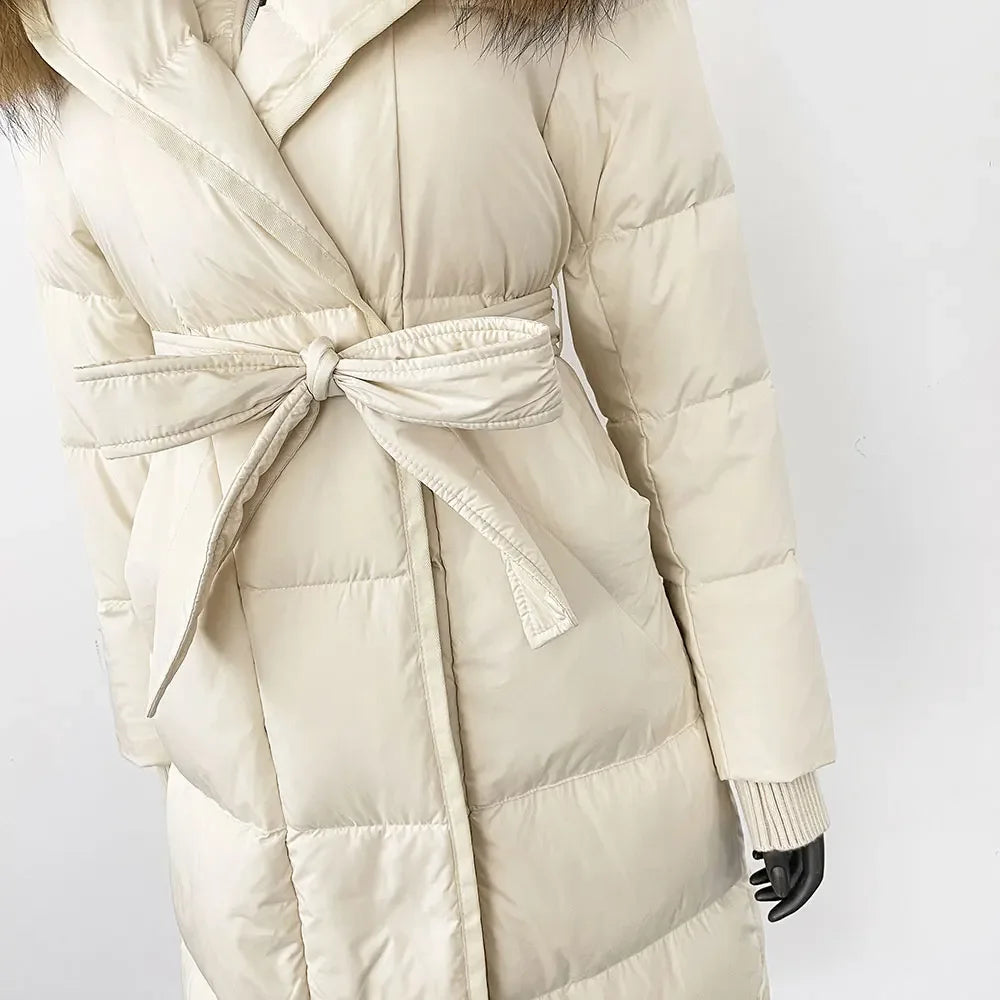 Real Fur Hooded Goose Down Long Puffer Coats