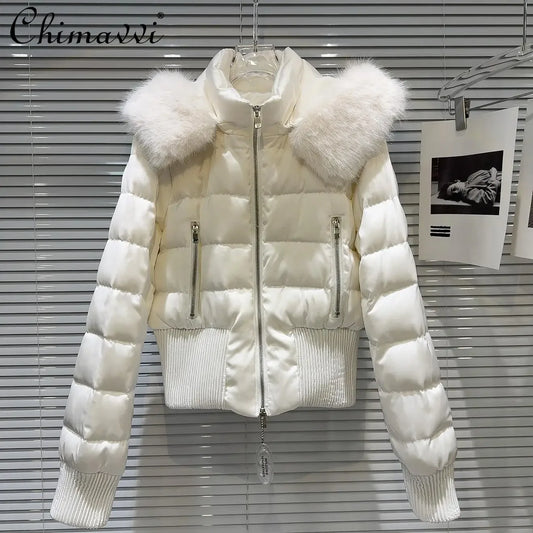 Crop Duck Down Puffer Jackets Hooded