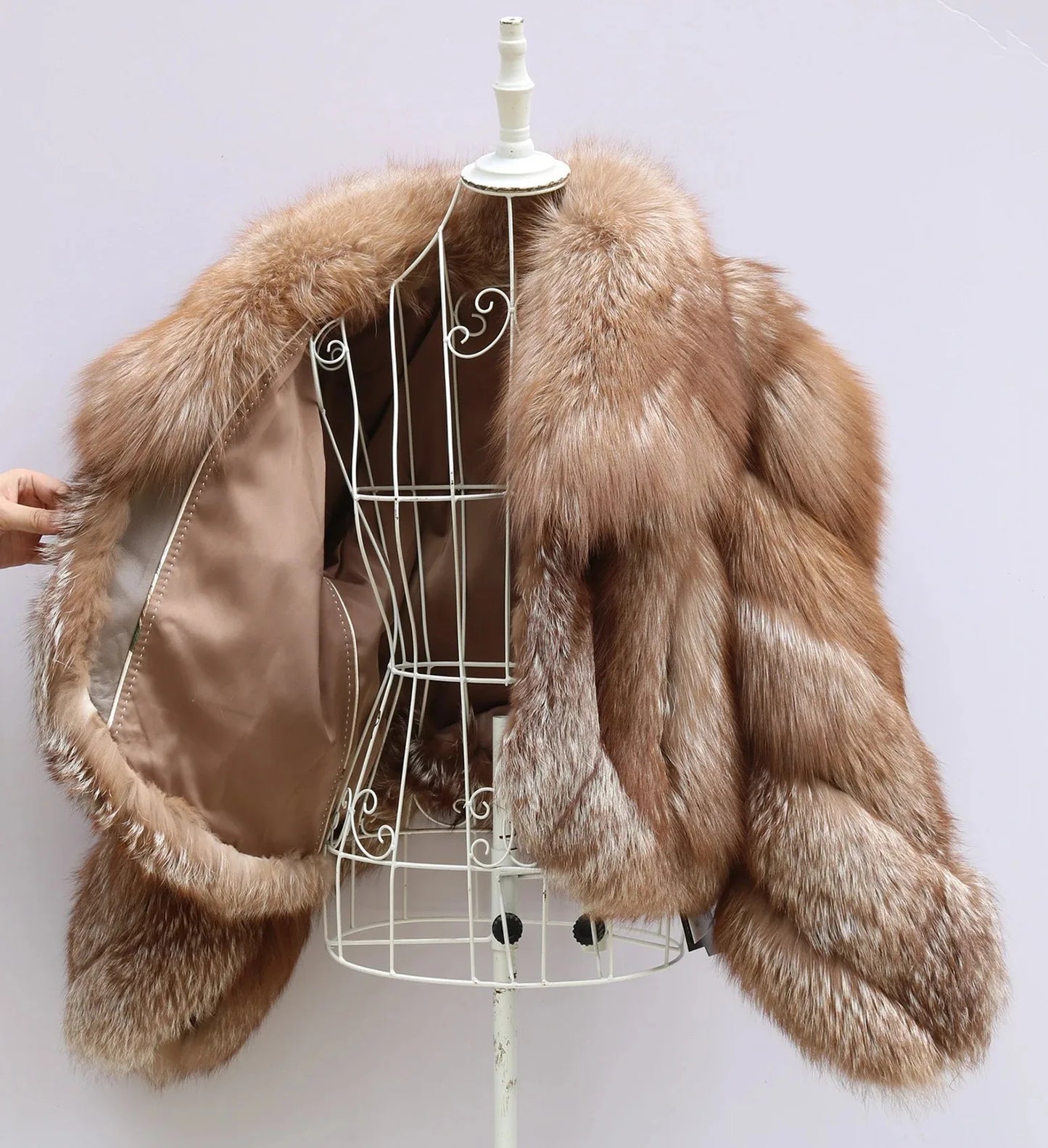 Cropped Pattern Real Fox Fur Coats