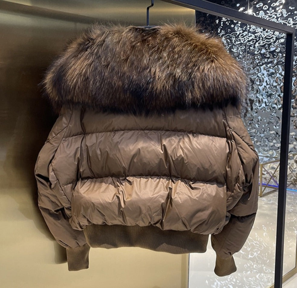 Real Fur Loose Duck Down Puffer Coats