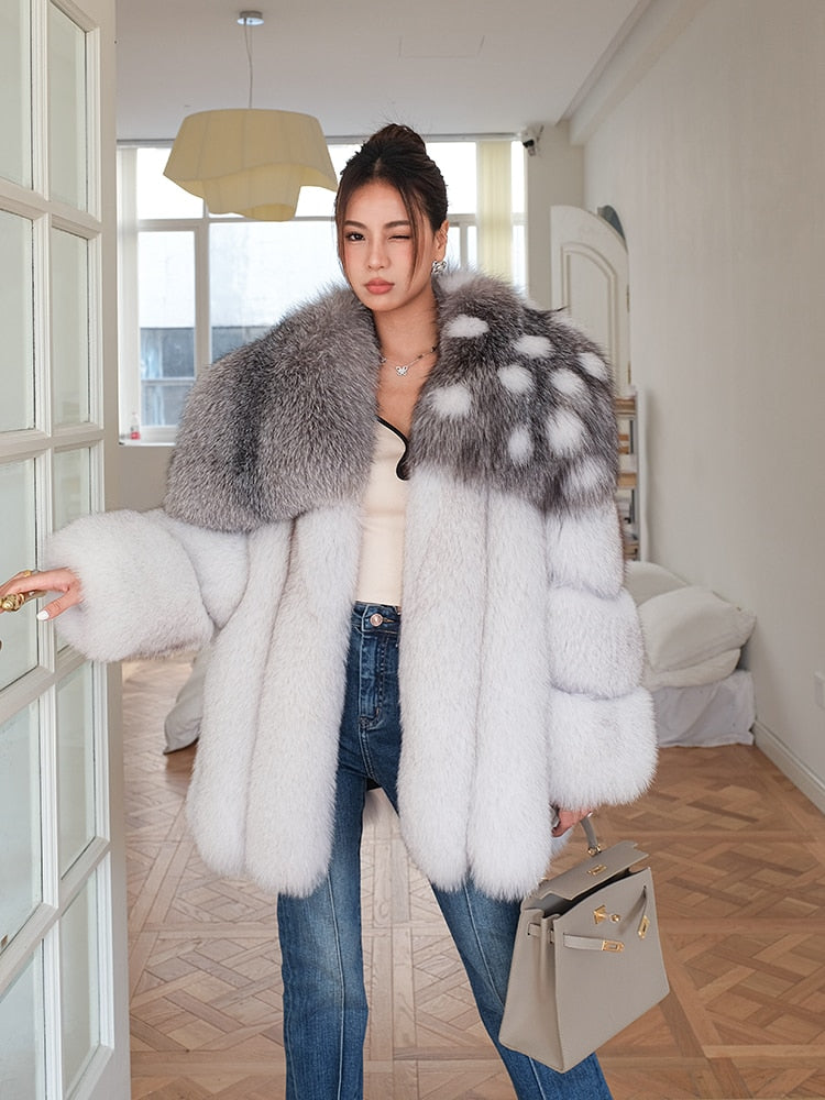 Luxury Full Pelt Real Fur Coat Big Fur Collar