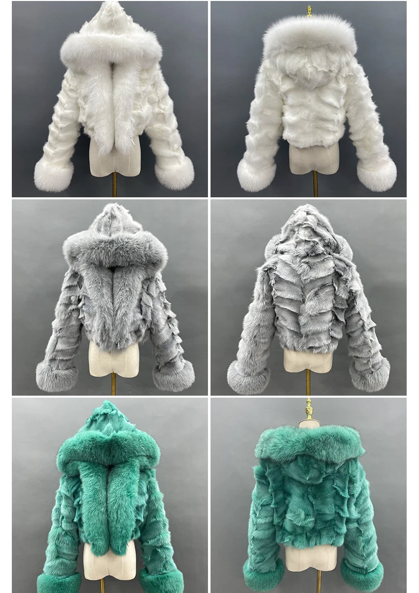 Hooded Short Real Fur Coats