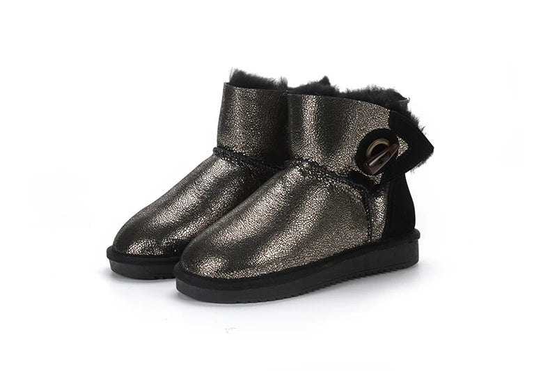Genuine Leather Real Fur Ankle Boots