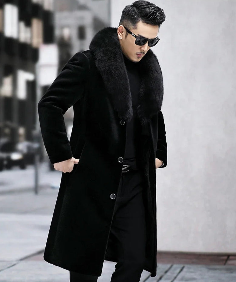 Big Fur Collar Long Down Wool Coats