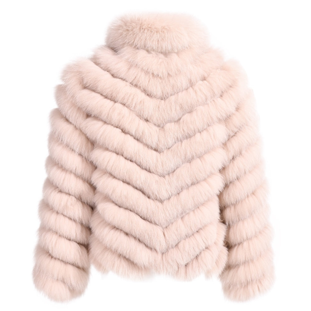 Reversible Knitted Real Fur Coats Silk Liner