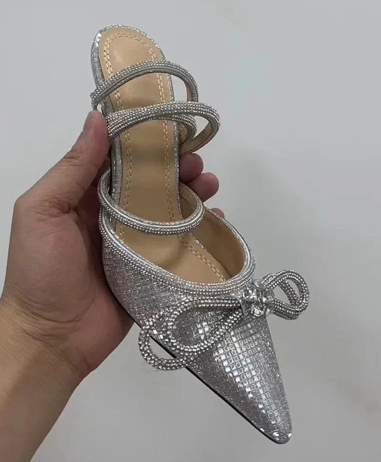 Crystal Ankle Strap Rhinestones Bowknot High Heels