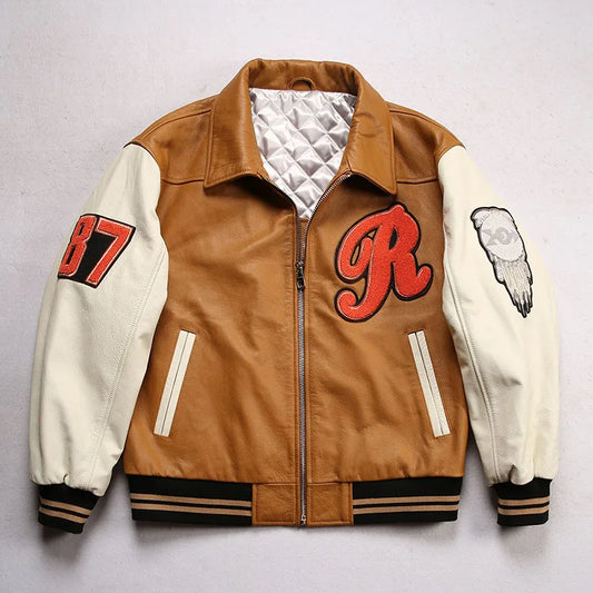 Genuine Leather Coats Letterman Style