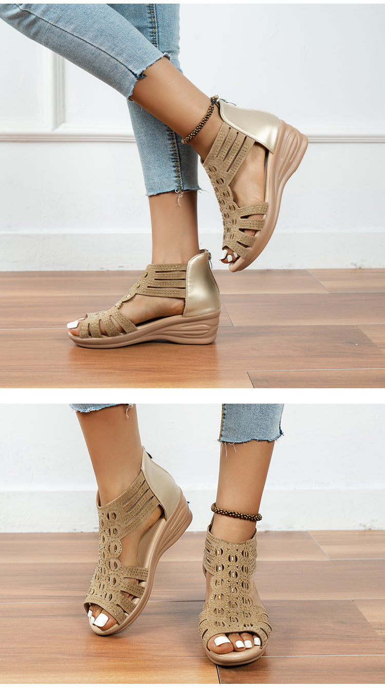 Roman Thred Low Wedge Sandals
