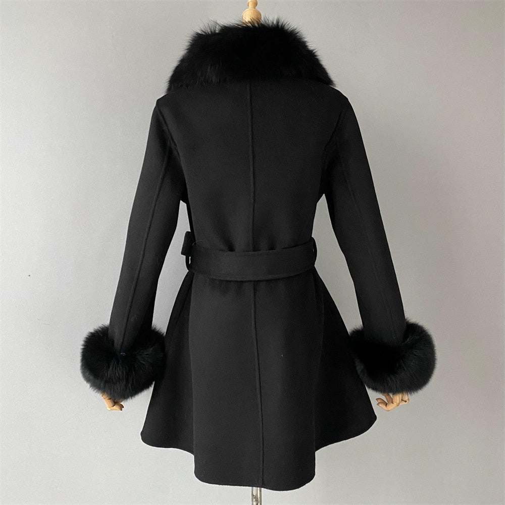 Cashmere Coats Real Fur Collar & Cuffs