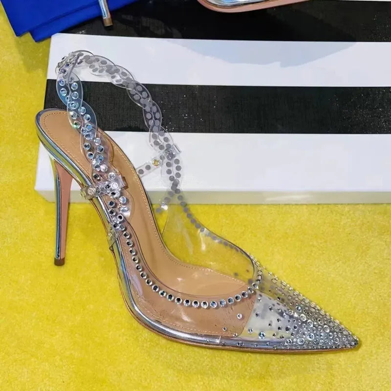 Crystal Transparent Slingbacks Stiletto High Heels