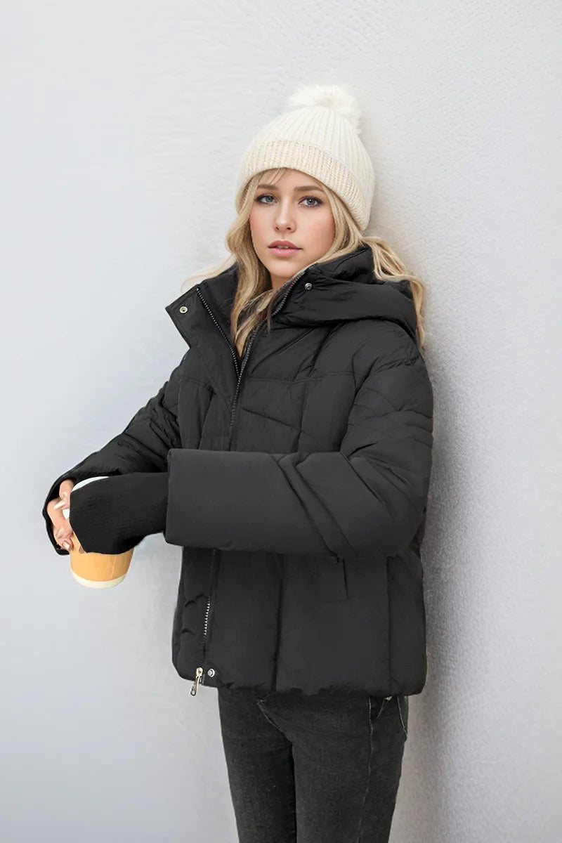 Large Pocket Hooded Short Puffer Jackets