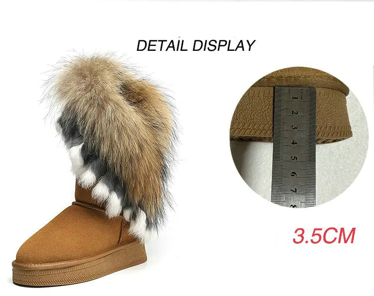 Genuine Leather Snow Boots Real Fur