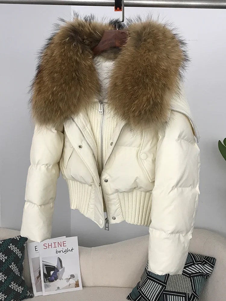 Real Fur Collar Duck Down Short Jackets