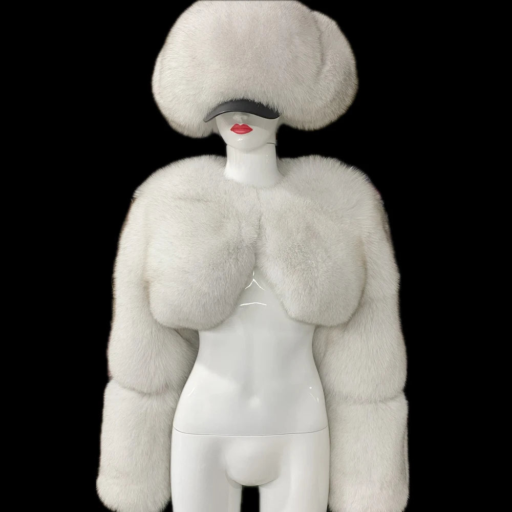 Crop Real Fox Fur Coats