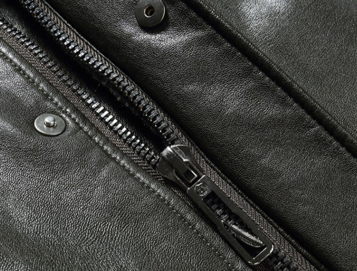 Genuine Leather Mid-length Coat Velvet Lining