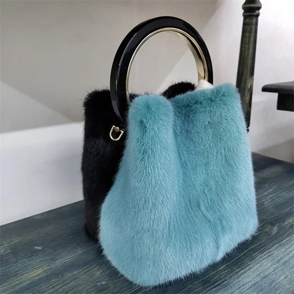 Luxury Real Mink Fur Handbag Purses