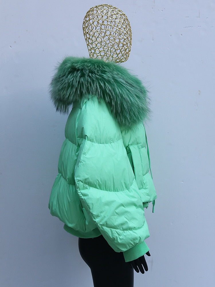 Real Fur Loose Duck Down Puffer Coats