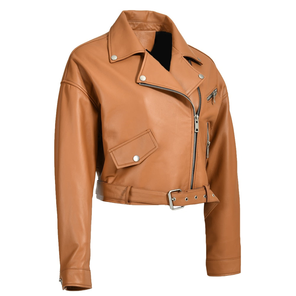 Genuine Leather Moto Jackets Crop (multi-colors)