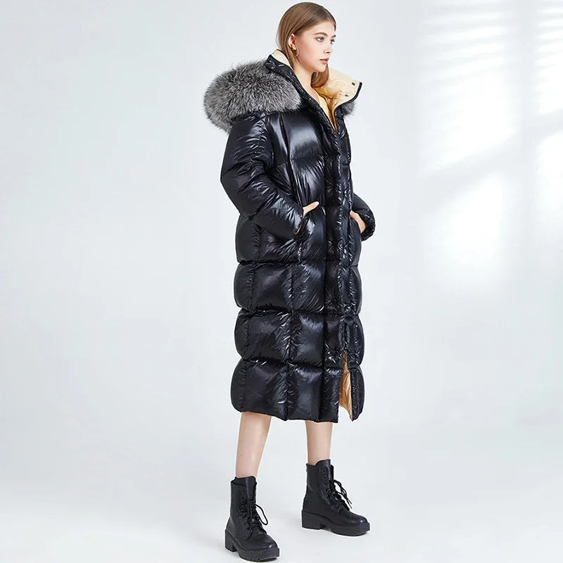 Waterproof X Long Duck Down Puffer Coats Real Fur Parka