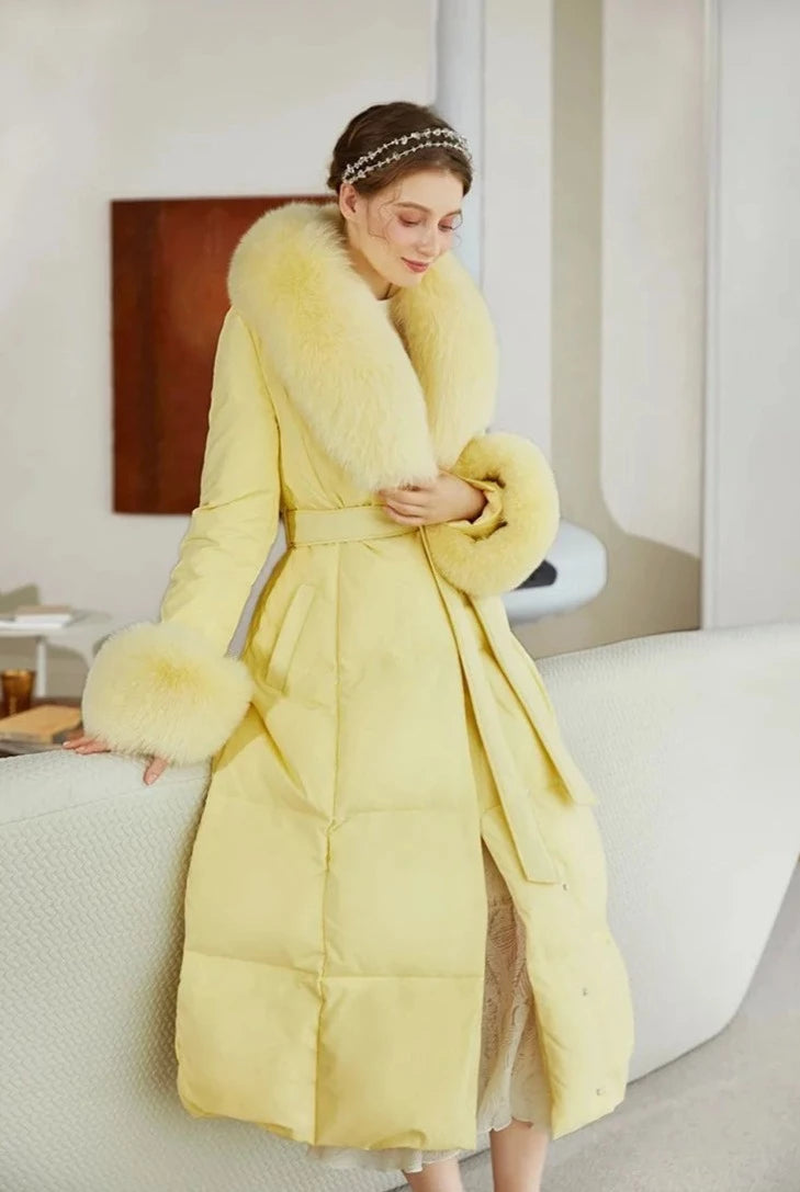 Luxury Duck Down Long Puffer Coats Real Fur