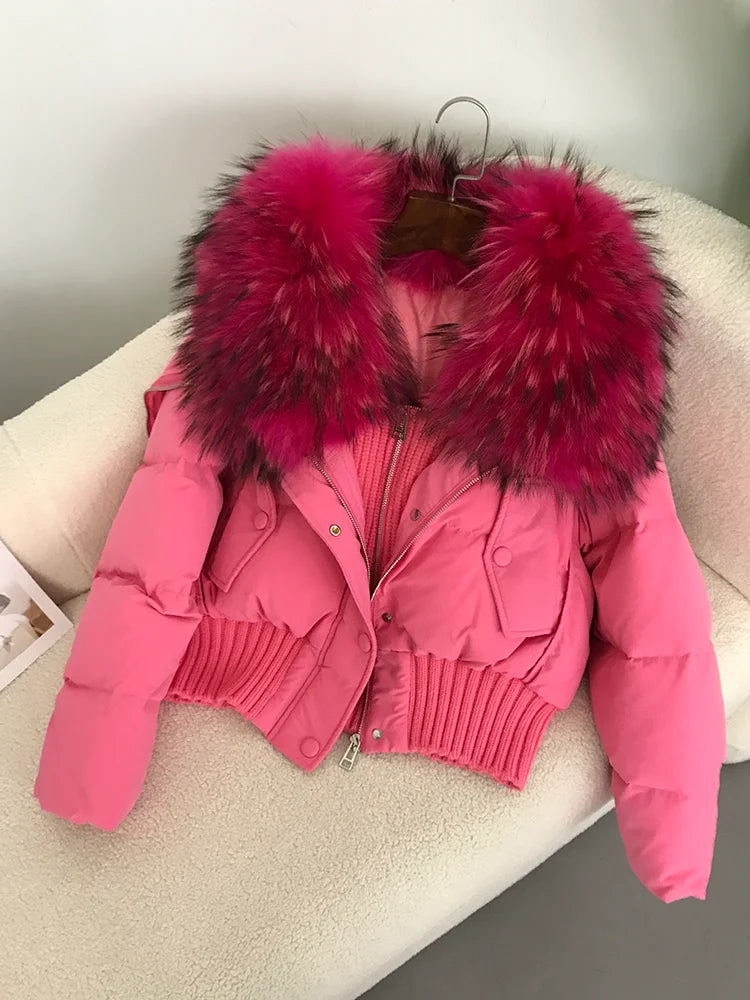 Real Fur Collar Duck Down Short Jackets