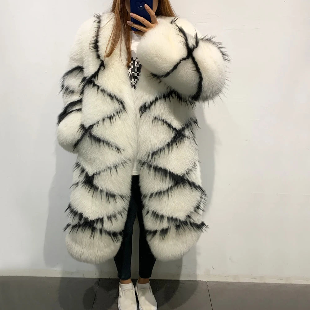 Black Spira Splash Long Real Fur Coats