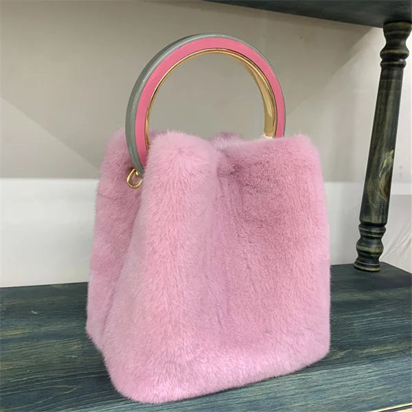 Luxury Real Mink Fur Handbag Purses